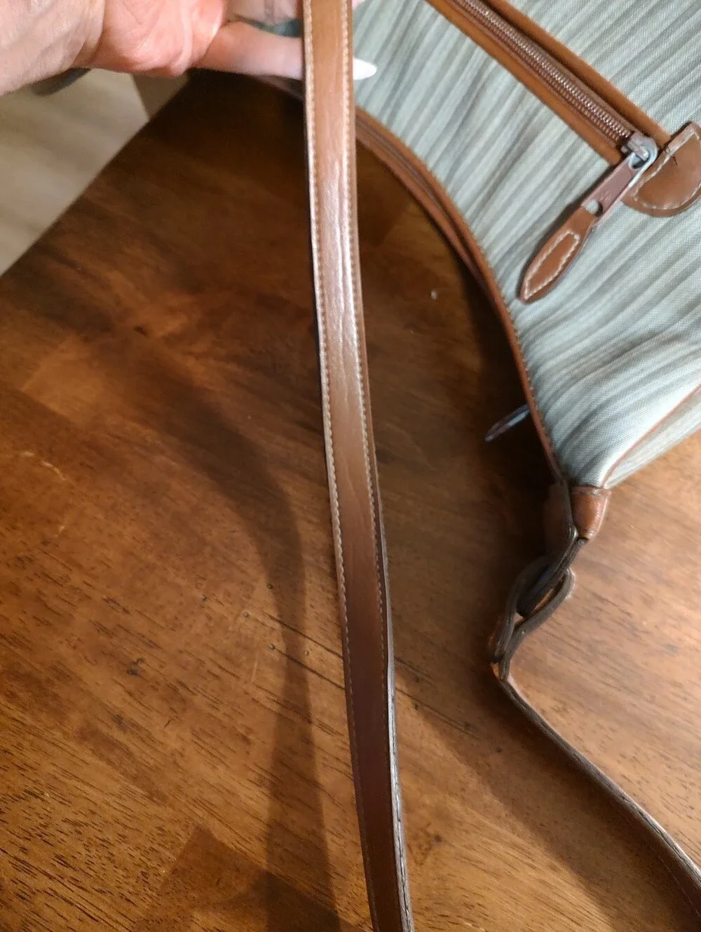 Striped Green & Brown Crossbody Shoulder Bag